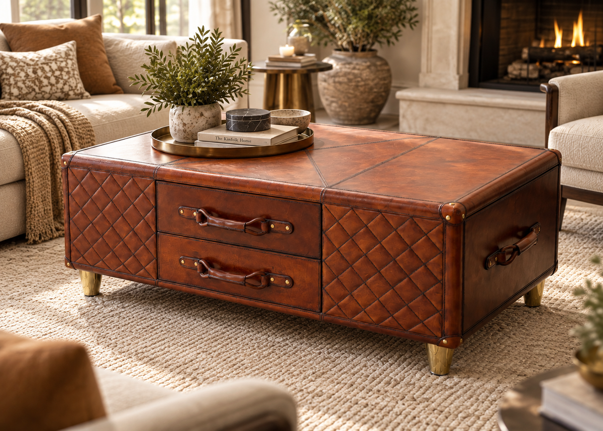 Valenza Leather Trunk Centre Table
