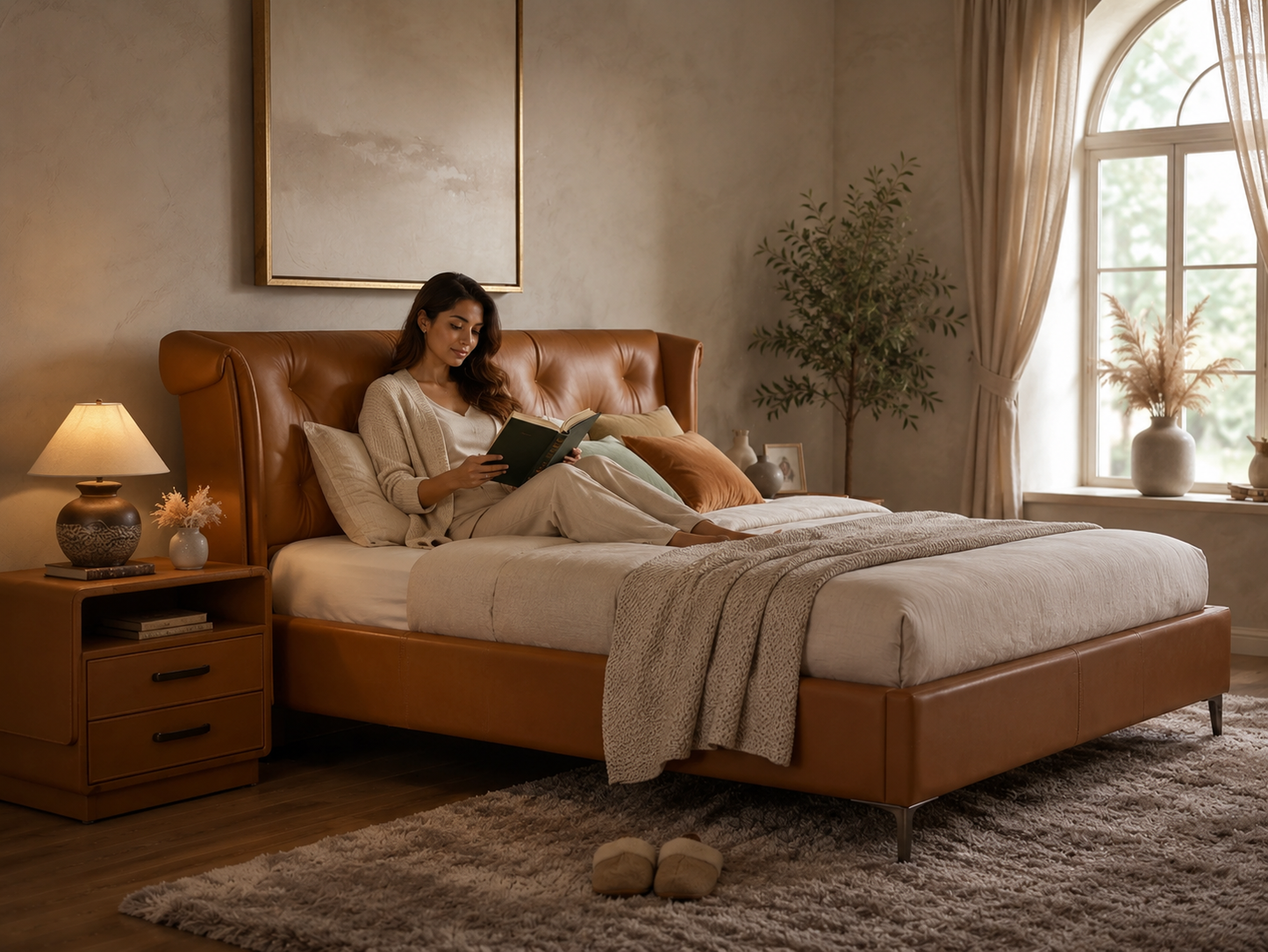 Alba Hand-Knit Leather Bed