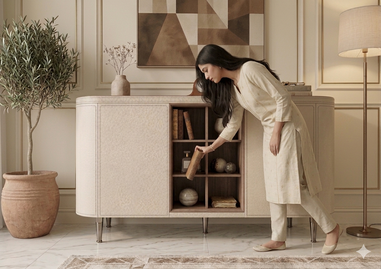 Sienna Leather-Wrapped Console