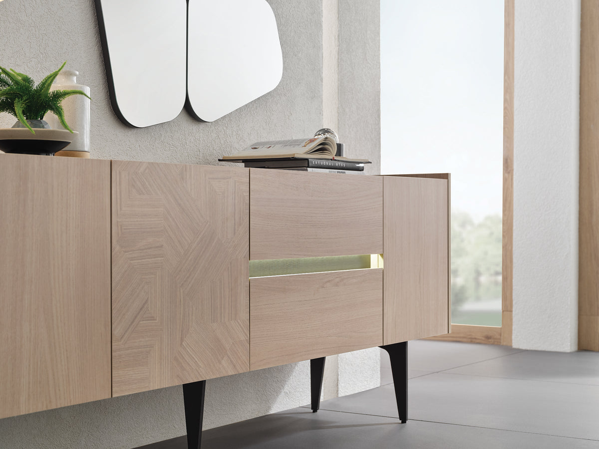 Terra Console by Enza Home in light oak and anthracite - alternate dining room view