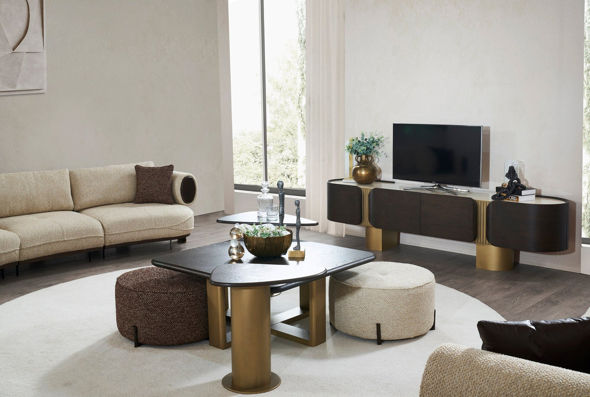 Luxury coffee table materials guide 2026 - marble travertine mother of pearl Celenite and wood