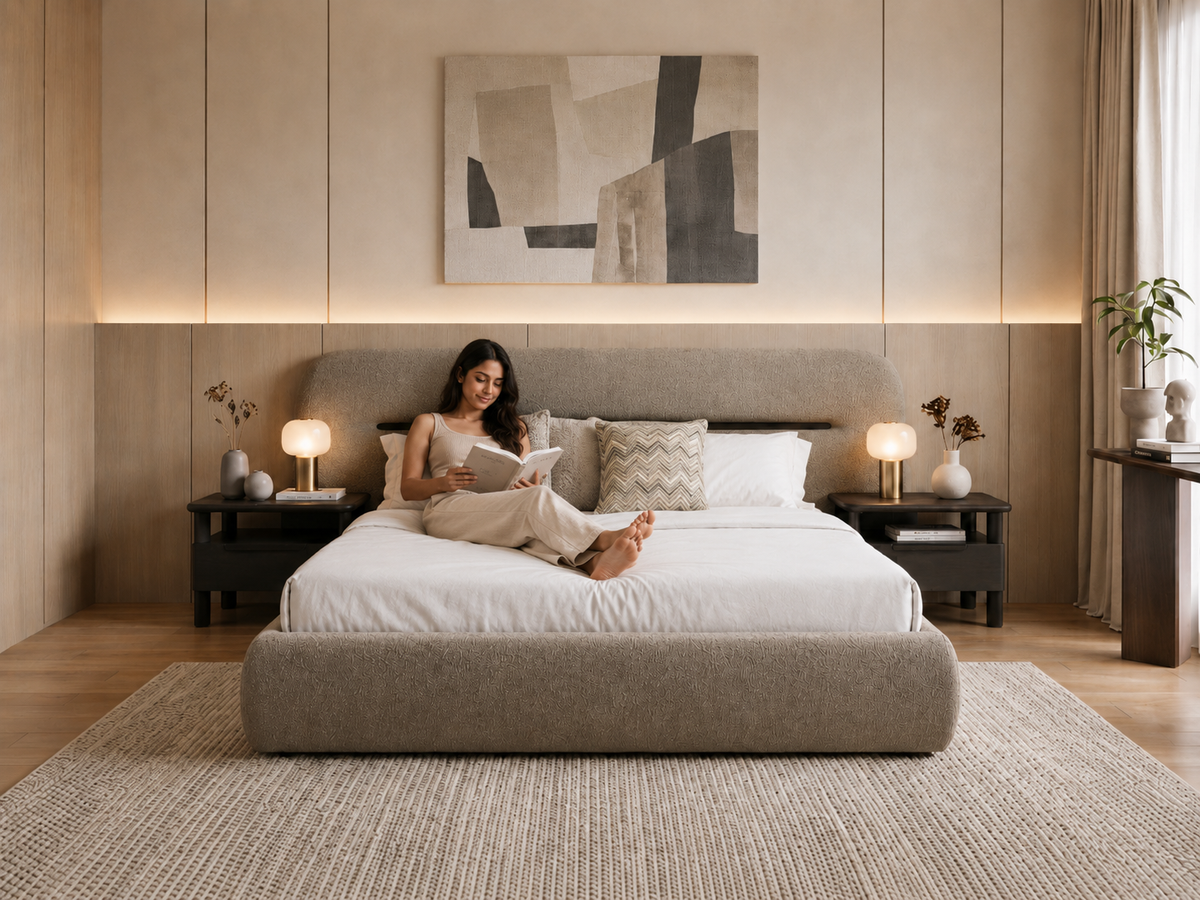 The "Warm Minimalism" Masterpiece: Why Delhi’s Elite are Upgrading to Upholstered Wood Frame Beds