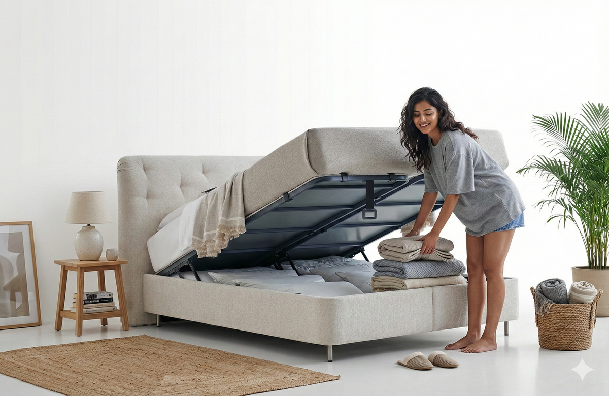 The Secret to a Minimalist Delhi Bedroom: Luxury Hydraulic Storage Beds