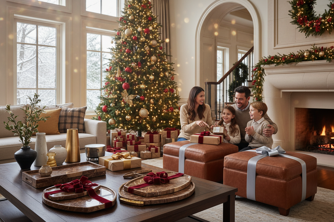 Luxury Gift Furniture Delhi 2025 – Brown Marble & Leather