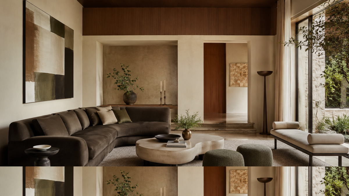 Editorial pouffes ottomans and benches in a flexible luxury living room