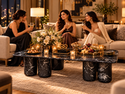 Black Marble Table + Beige Sofa: A Designer Formula for Formal Living Rooms