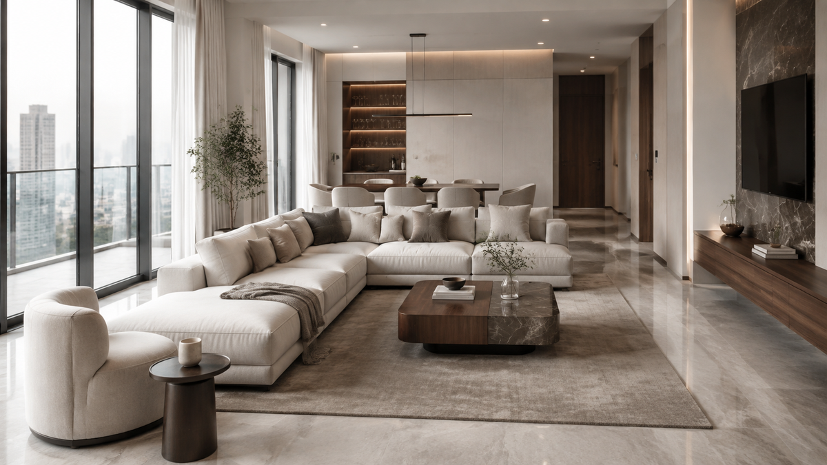Editorial correctly scaled sofa in a Gurgaon apartment