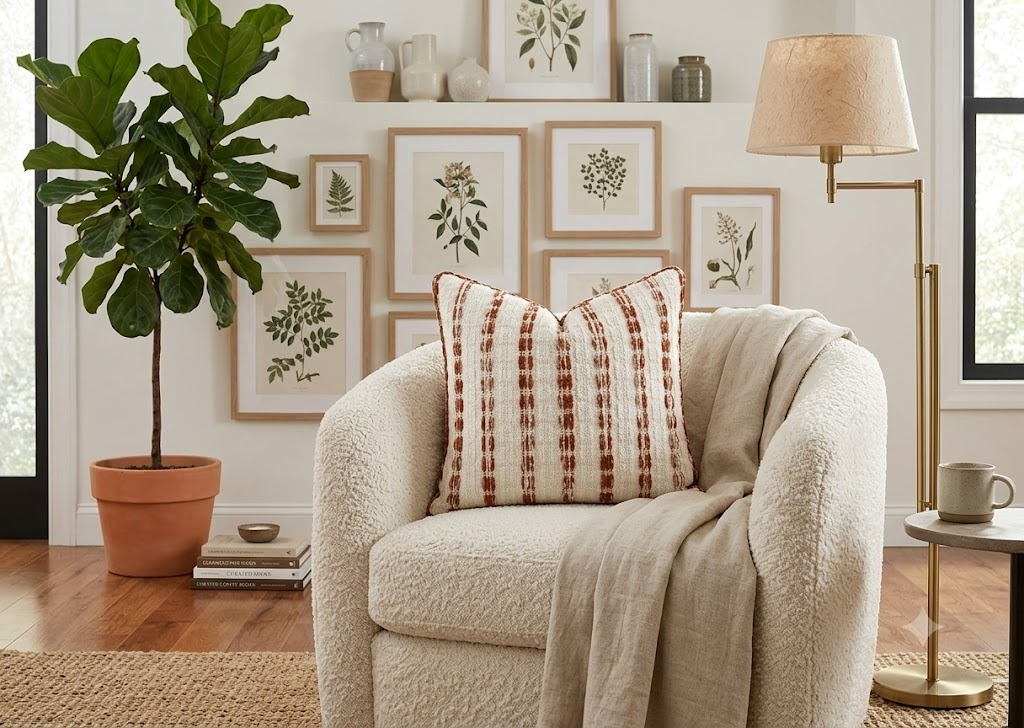 Terracotta Lane designer cushion in a living room