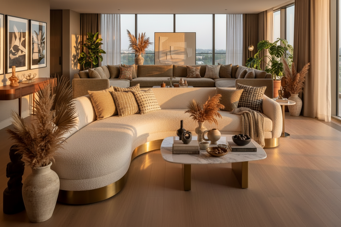 2025 Sofa Trends in Gurgaon – Curves, Textures & Scale for Modern Living