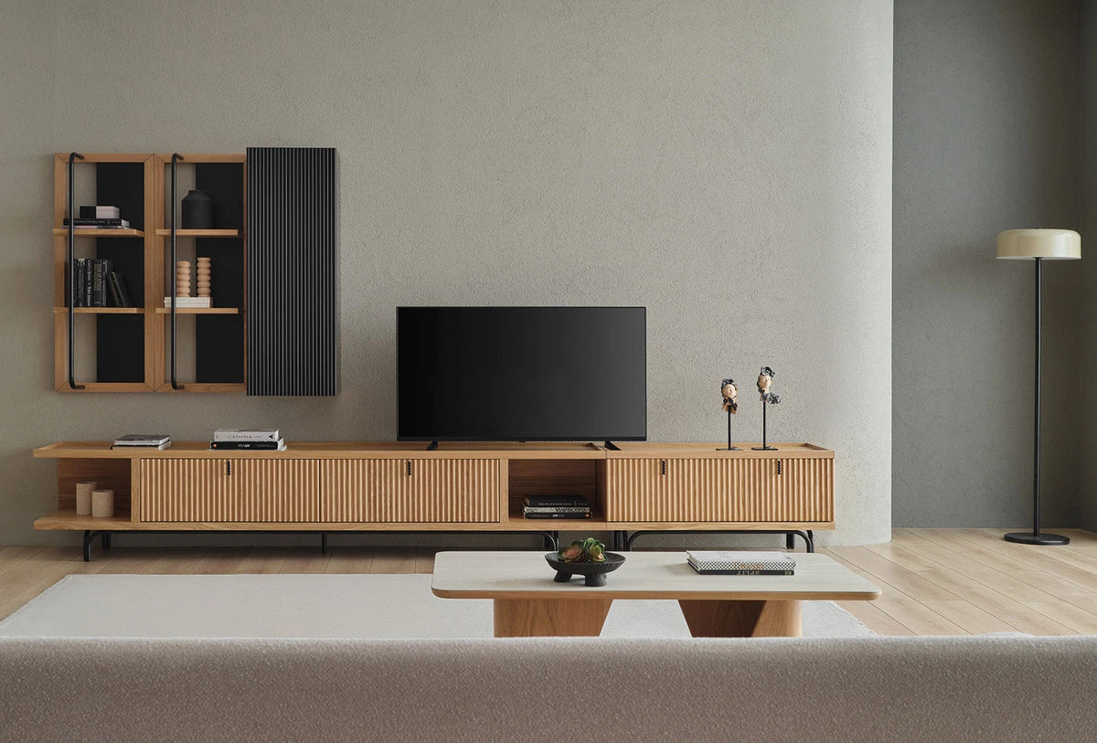 wooden TV console for modern living room in Delhi