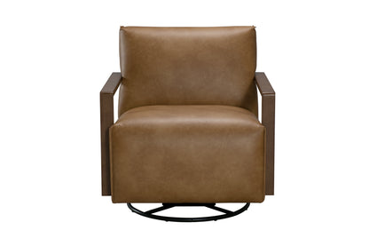 Brown leather armchair on a white background