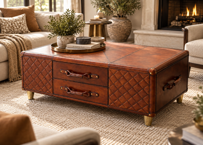 Valenza Leather Trunk Centre Table