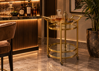 Arden Brass & Glass Bar Trolley