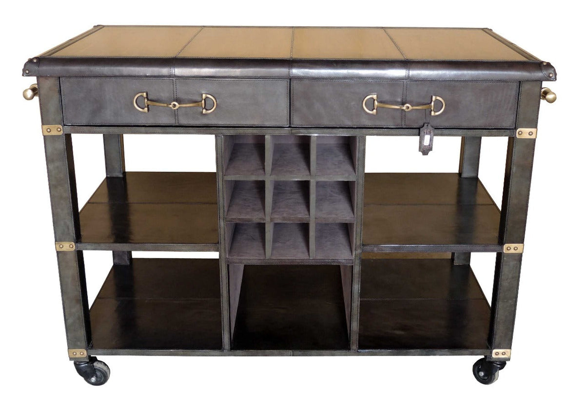 The Mercer Leather Bar Trolley by Avian Lifestyle