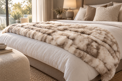 Aurelle Champagne Faux Fur Throw