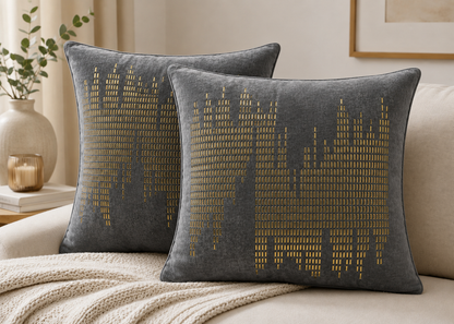 Gilded Skyline Velvet Cushion Set (Set of 2)