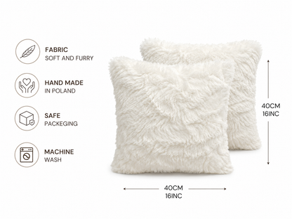 Alpine Ivory Shag Faux Fur Cushion Set (Set of 2)