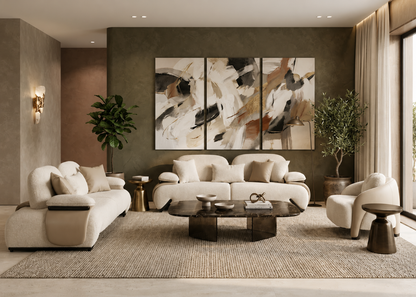 Opal Mixed-Material Curved Sofa