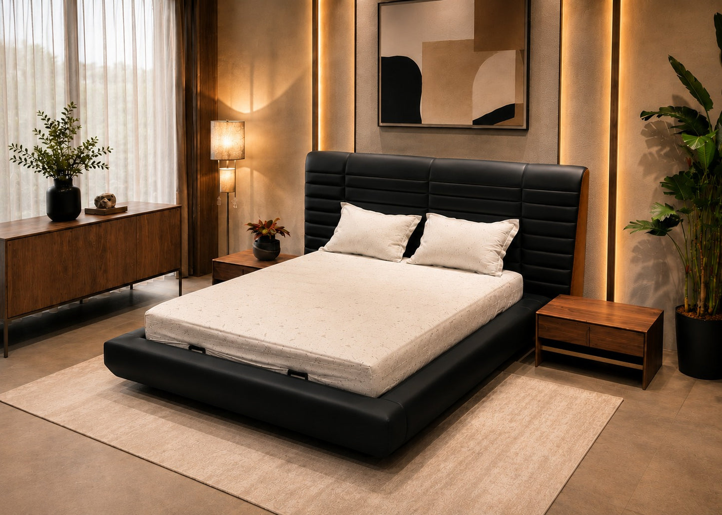 Bronze Bed by Avian Lifestyle in a dark contemporary bedroom