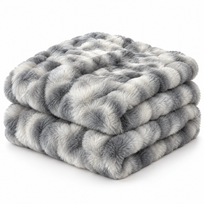 Serein Silver Faux Fur Throw.