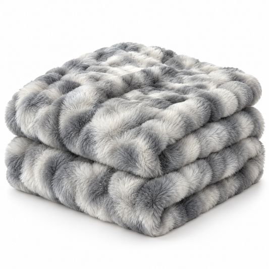 Serein Silver Faux Fur Throw.