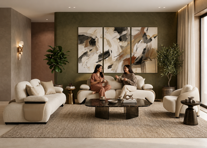 Opal Mixed-Material Curved Sofa
