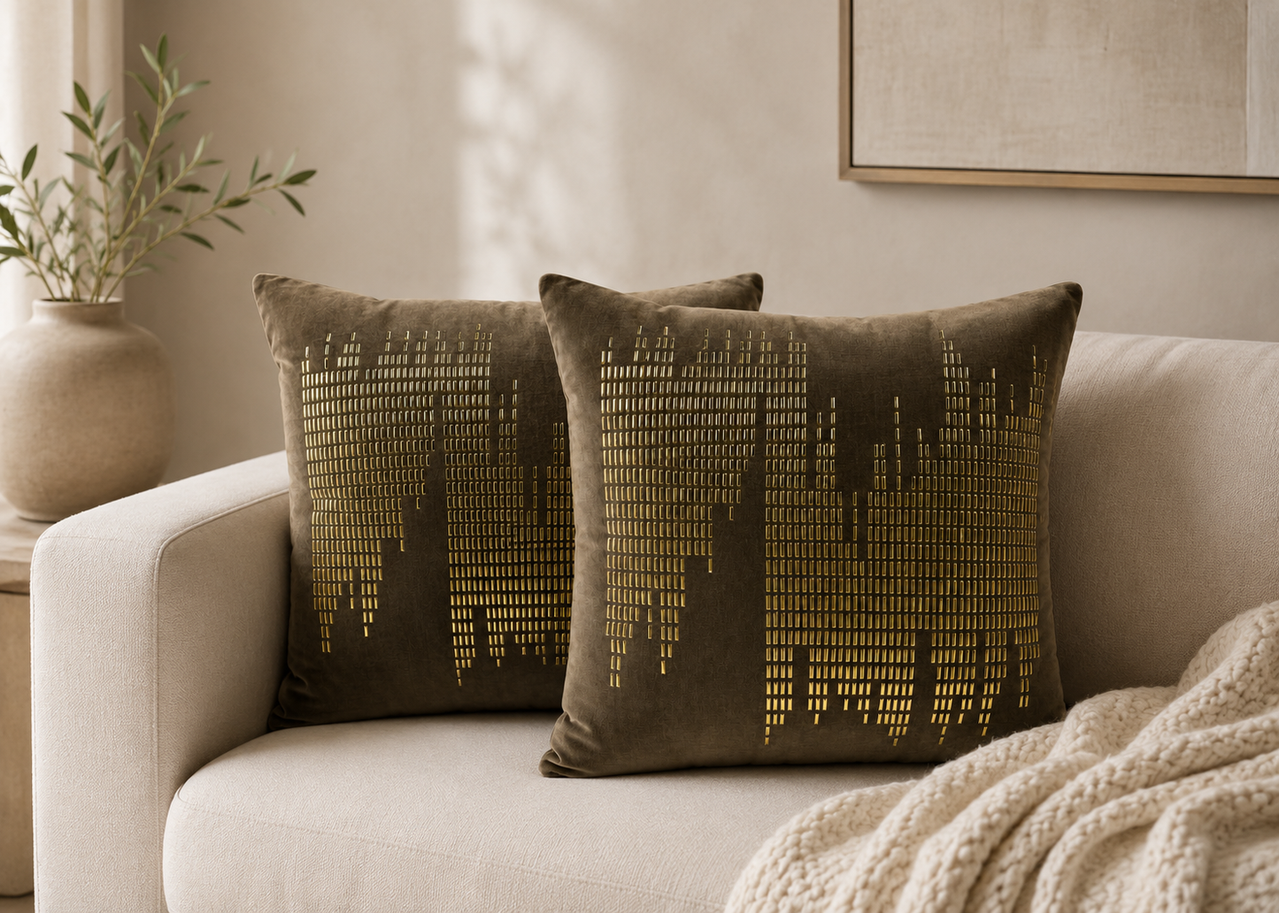 Golden Meridian Velvet Cushion Set (Set of 2)