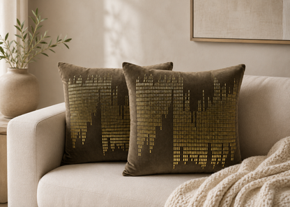Golden Meridian Velvet Cushion Set (Set of 2)