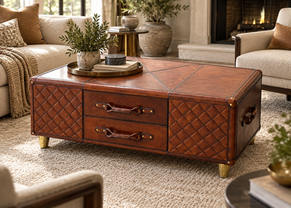 Valenza Leather Trunk Centre Table