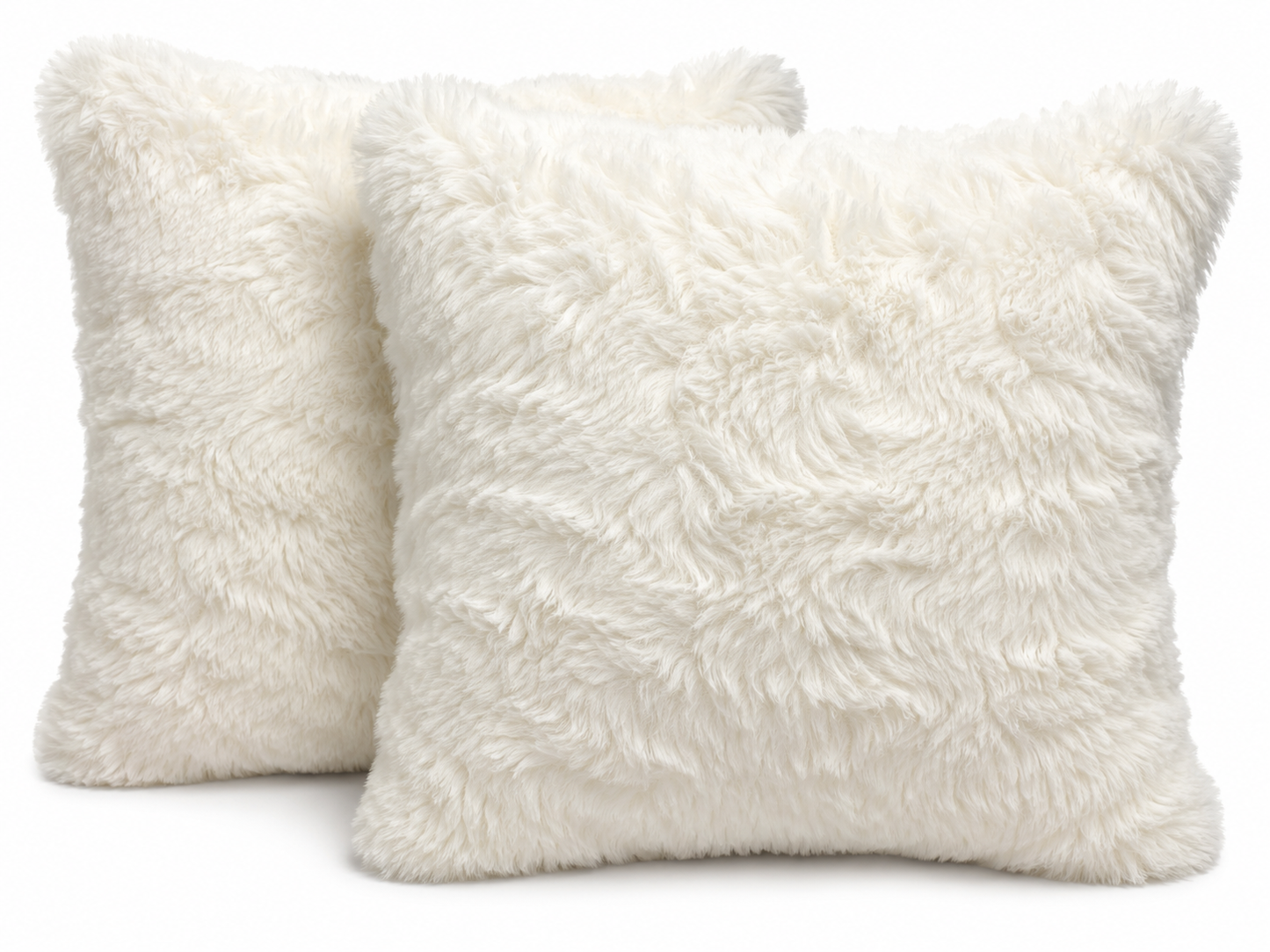 Alpine Ivory Shag Faux Fur Cushion Set (Set of 2)