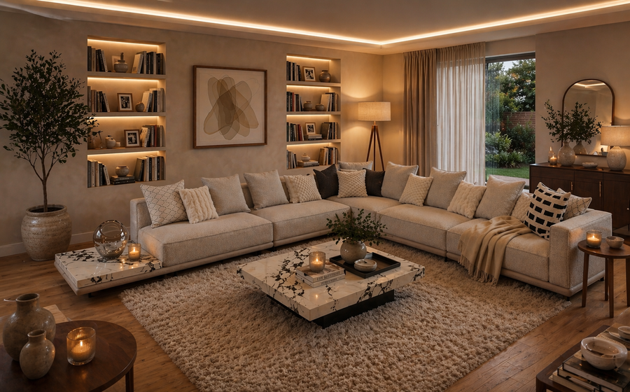 Meridian Modular Sectional with Integrated Marble