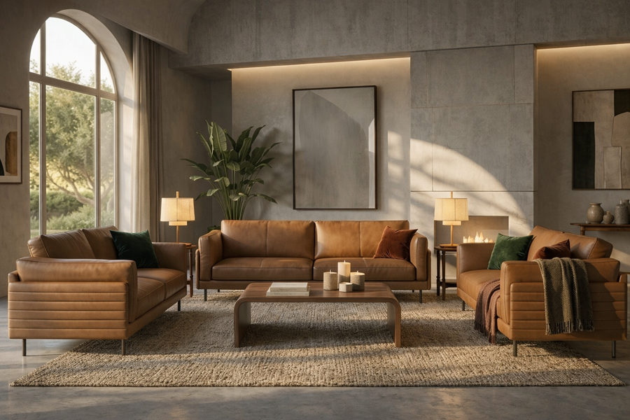 Torino Tufted Leather Sofa