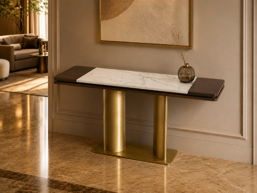 Aston Marble & Brass Console Table