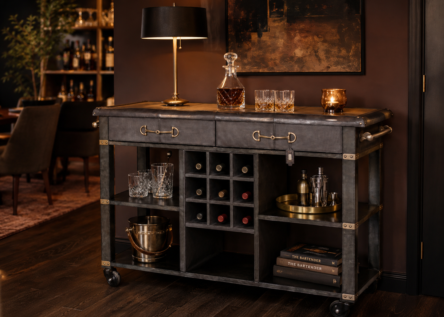 The Mercer Leather Bar Trolley