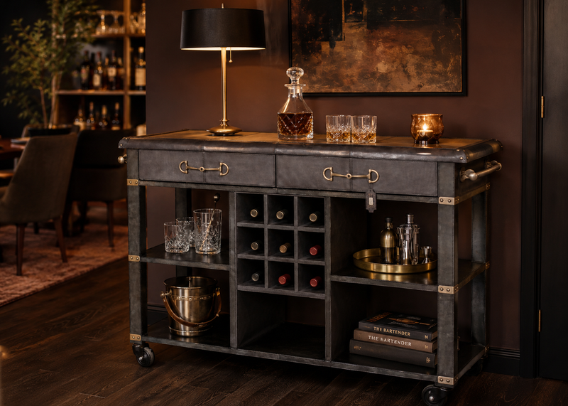 The Mercer Leather Bar Trolley