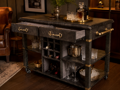 The Mercer Leather Bar Trolley
