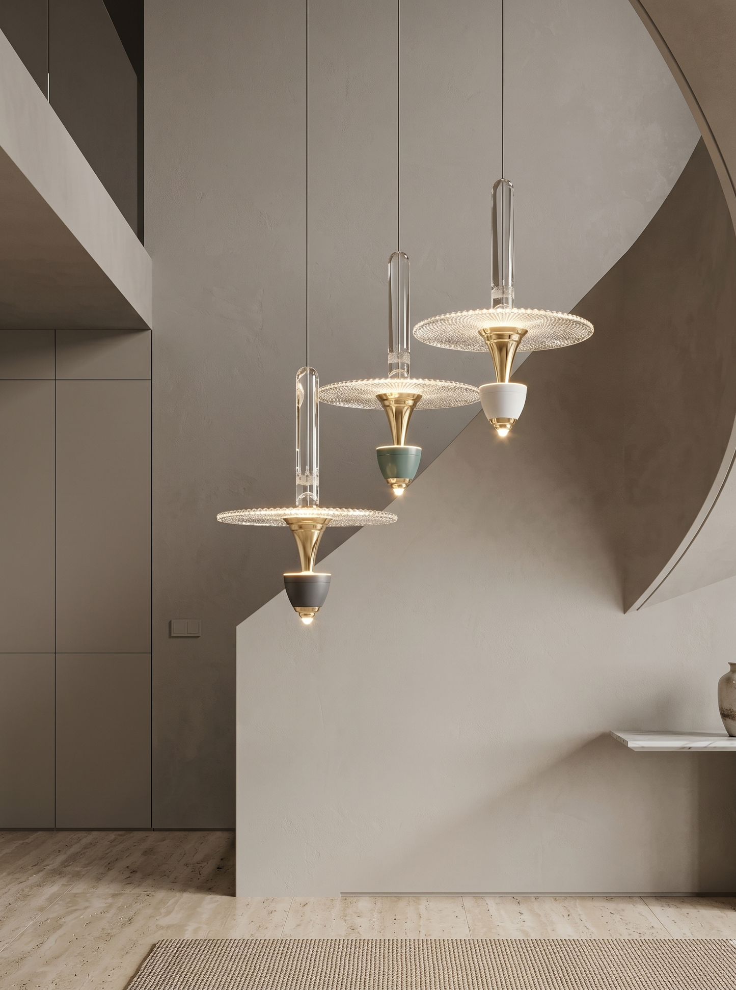 Modern pendant lights hanging in a stylish interior setting.