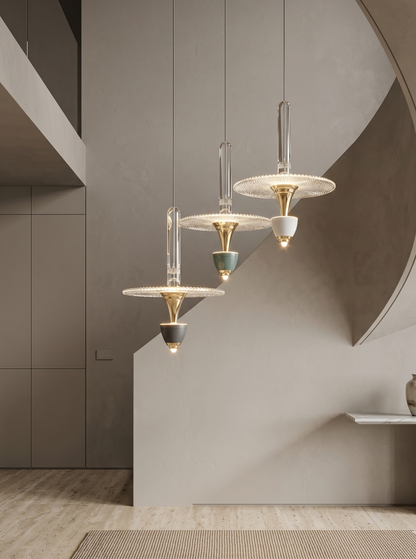 Modern pendant lights hanging in a stylish interior setting.