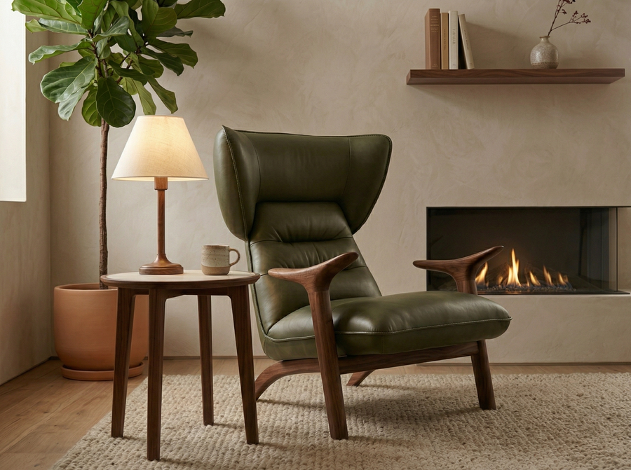 California Chair in Green leather