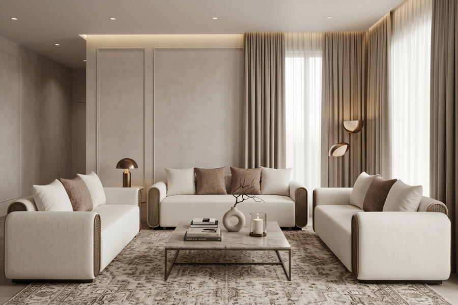 Orian Perforated Metal-Trim Sofa Set