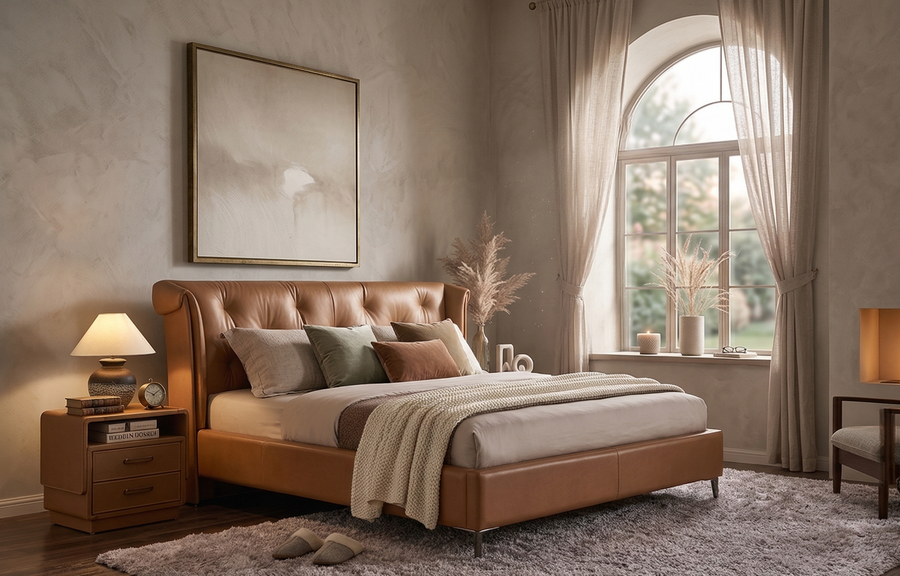 Alba Hand-Knit Leather Bed