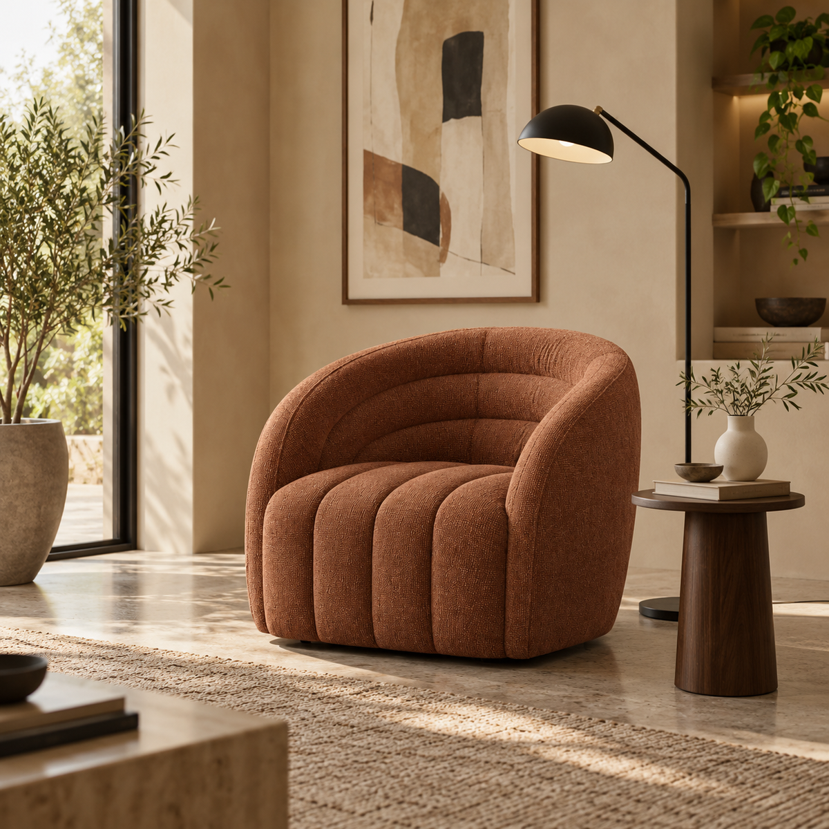 Sorrento 360° Swivel Armchair – Terracotta
