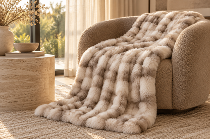 Aurelle Champagne Faux Fur Throw
