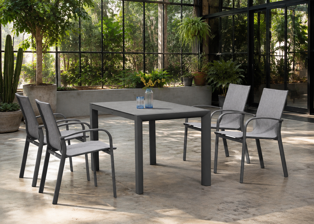 Bagota table in Bogotá Greenhouse Patio – lifestyle view