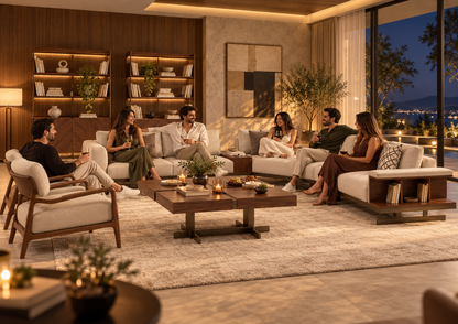 Balance Corner Sofa in an evening living room setting