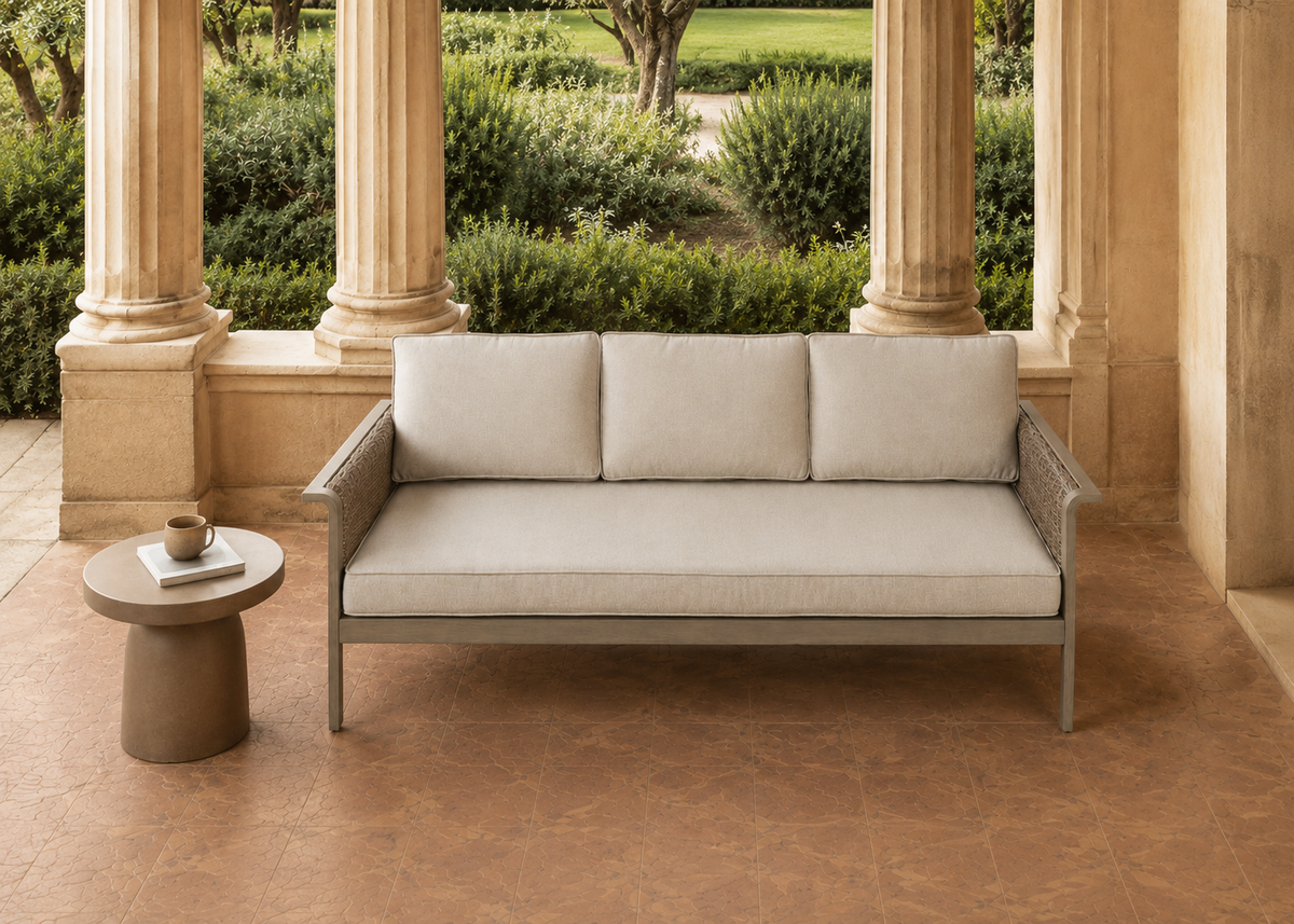 Beetel 3+2 Sofa top front view in the Lodhi Garden Veranda