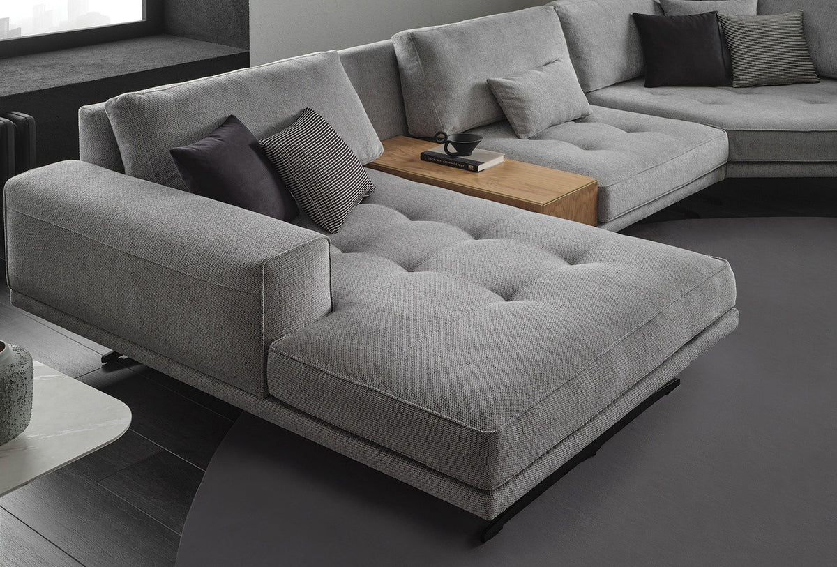 Bold modular corner sofa Enza Home grey chenille - detailed lifestyle angle