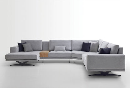 Bold modular corner sofa by Enza Home - grey chenille detail view