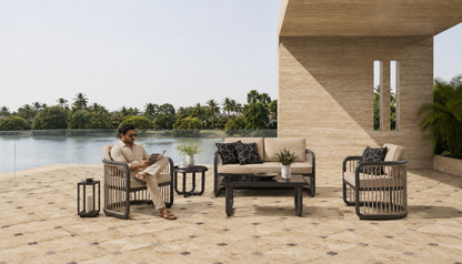 Brighton with an Indian model in the South Delhi Travertine Terrace