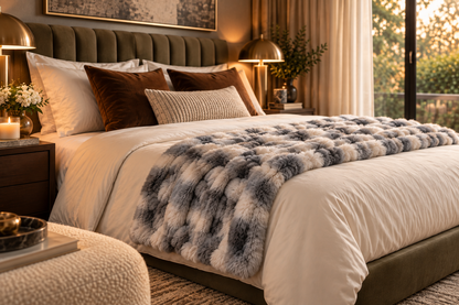 Serein Silver Faux Fur Throw.